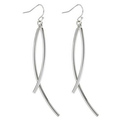 Designer silver stick twist earring